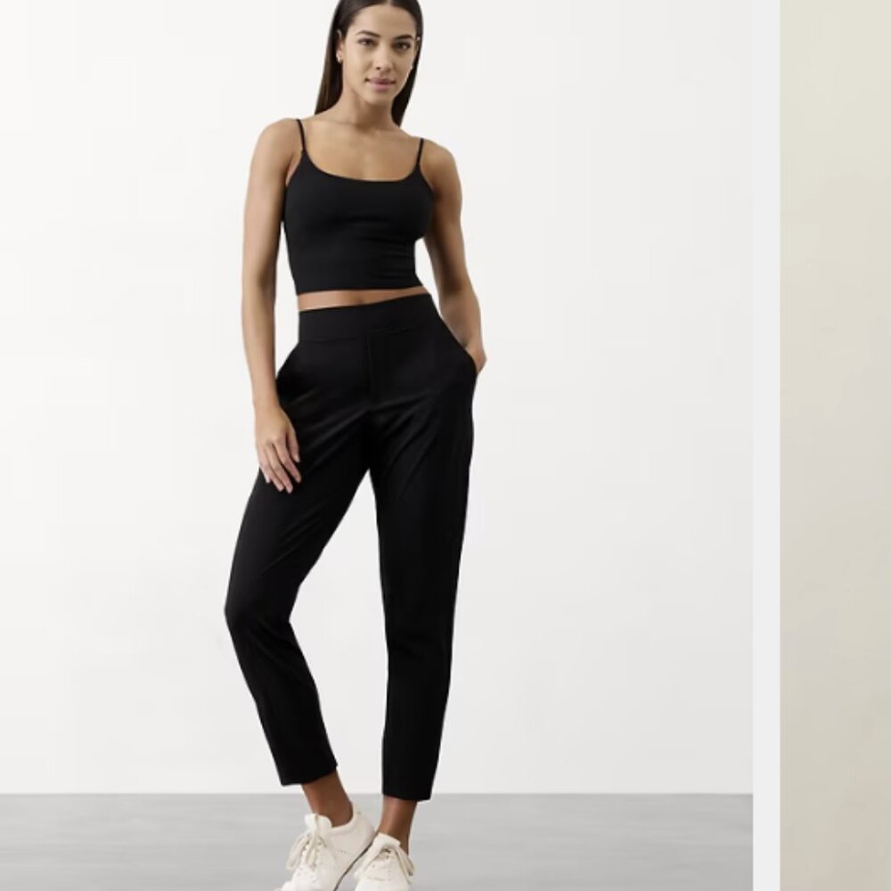 Athleta Brooklyn Mid Rise Pull On Ankle Pants | Black Size 12